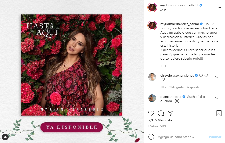 Ya está disponible la nueva canción de Myriam Hernández "Hasta aquí"