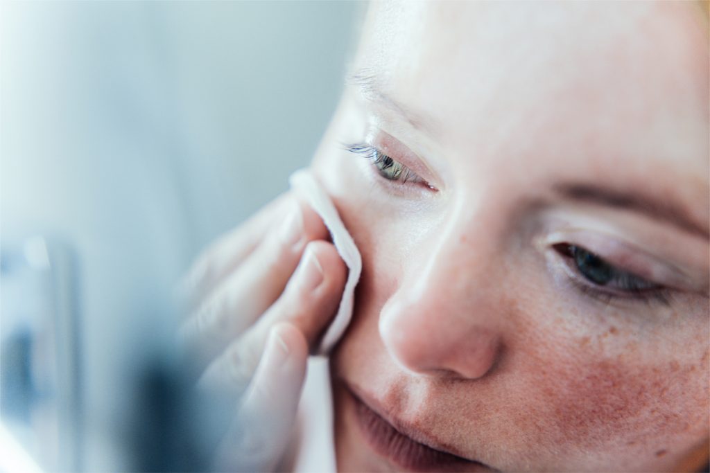 Woman Cleaning Her Face.