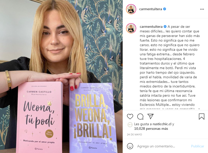 Carmen Castillo sobre sus libros: "Motivan el amor propio"