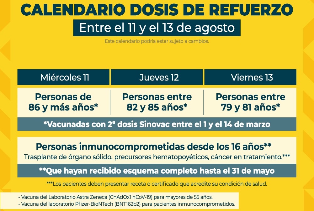 Dosis de refuerzo Este miércoles inicia la vacunación