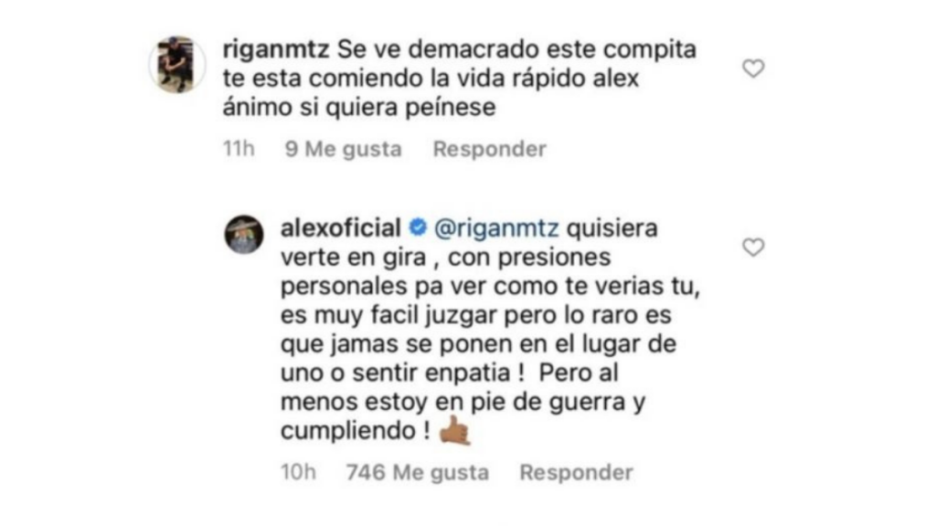 reacción de Alejandro Fernández 2