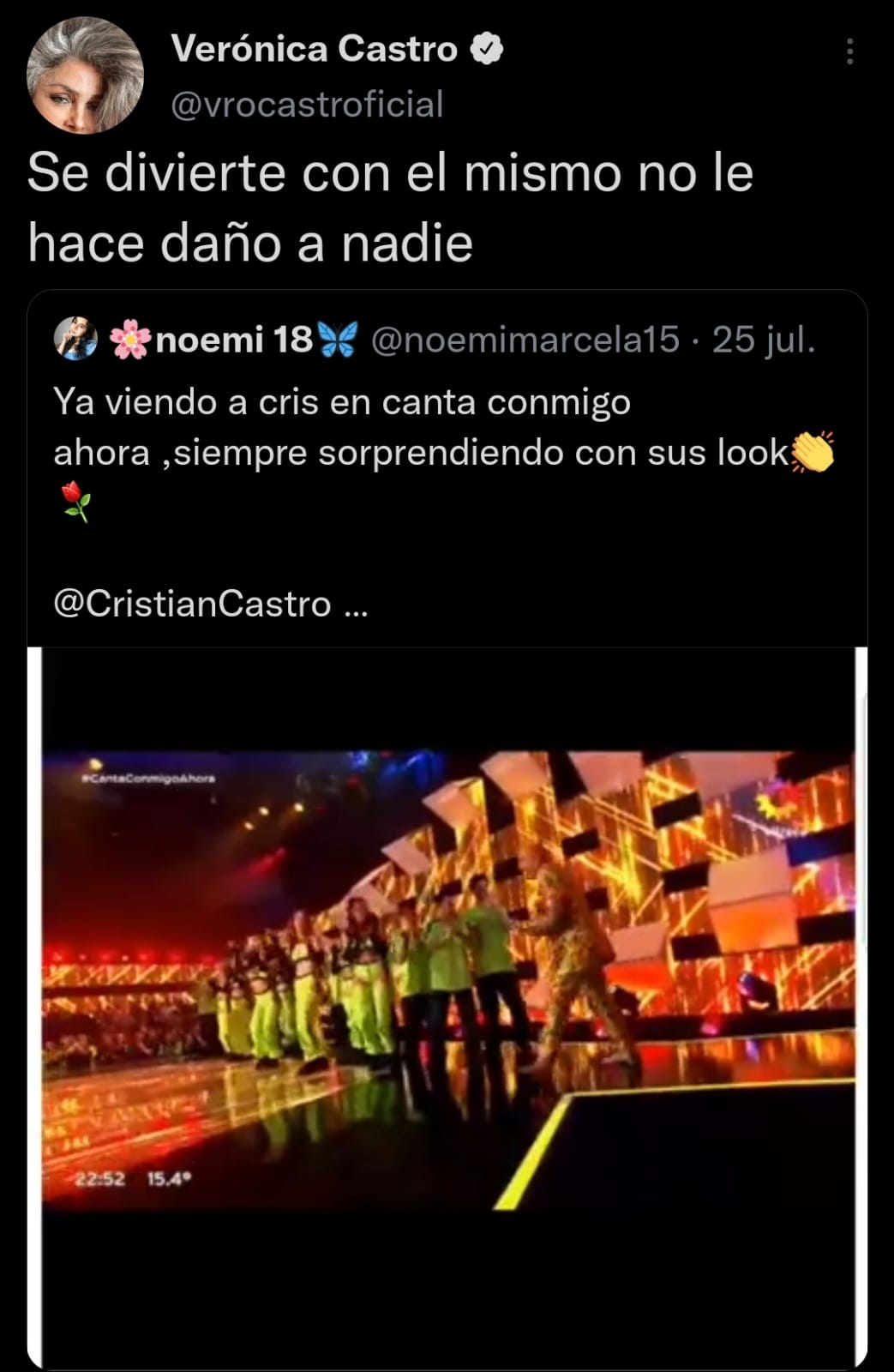 Tuit de Verónica Castro