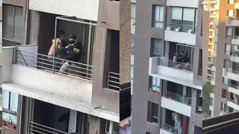 Delincuente y detective de la PDI colgados del balcón: Así fue la dramática detención que se vivió este martes 14 de mayo en un edificio de Santiago